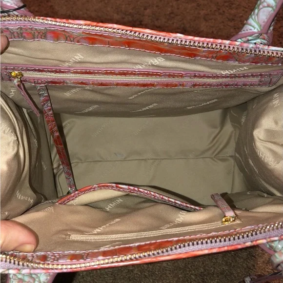 NWT-Brahmin-Caroline Satchel-Flirty Ombré Melbourne-Croc Embossed Leather-$345 - Picture 11 of 14